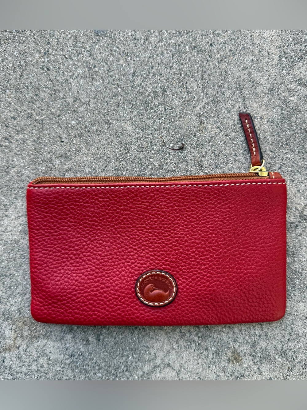 Dooney & Bourke Pebble Leather Slim Zip Pouch ID Wallet Card Holder